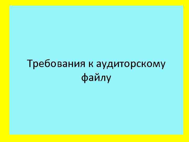 Требования к аудиторскому файлу 