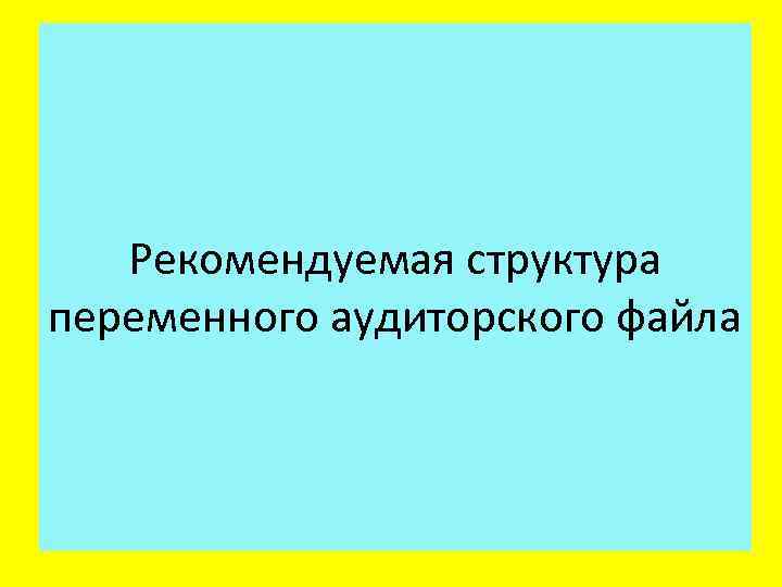 Рекомендуемая структура переменного аудиторского файла 