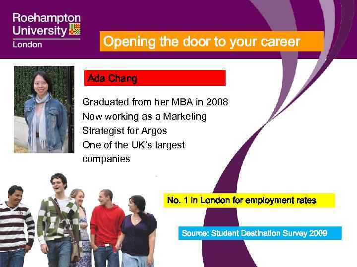 Opening the door to your career Ada Chang Graduated from her MBA in 2008