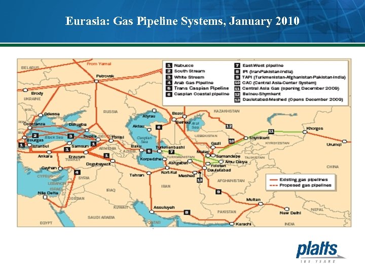 Eurasia: Gas Pipeline Systems, January 2010 