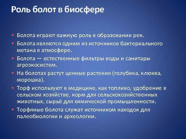 Роль болот