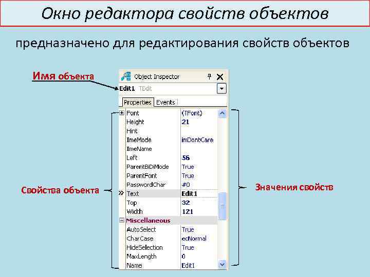 Редактирования объектов