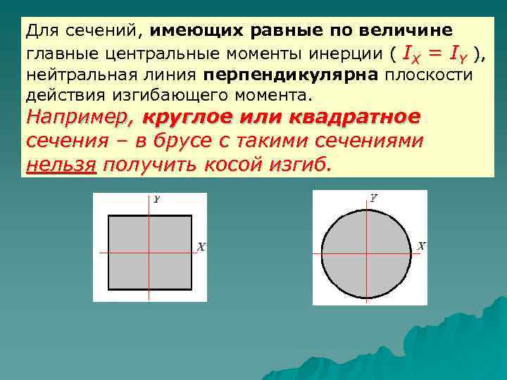 Для сечений, имеющих равные по величине главные центральные моменты инерции ( IX = IY