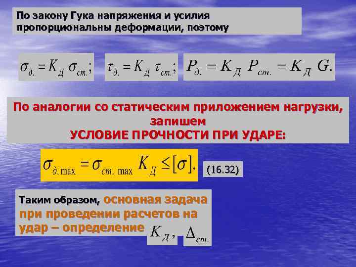 По закону Гука напряжения и усилия пропорциональны деформации, поэтому По аналогии со статическим приложением