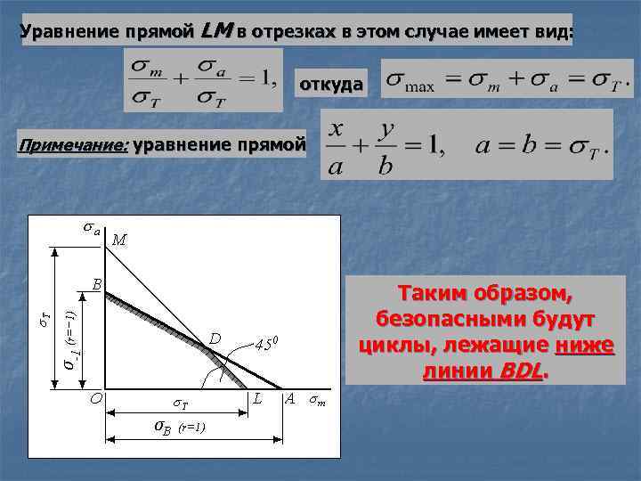 Уравнение прямой LM в отрезках в этом случае имеет вид: откуда Примечание: уравнение прямой