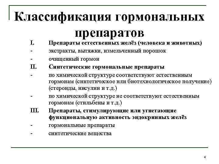 Гормональные препараты виды