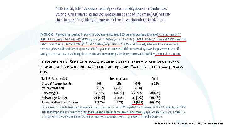 Ни возраст ни CIRS не был ассоциирован с увеличением риска токсических осложнений или раннего