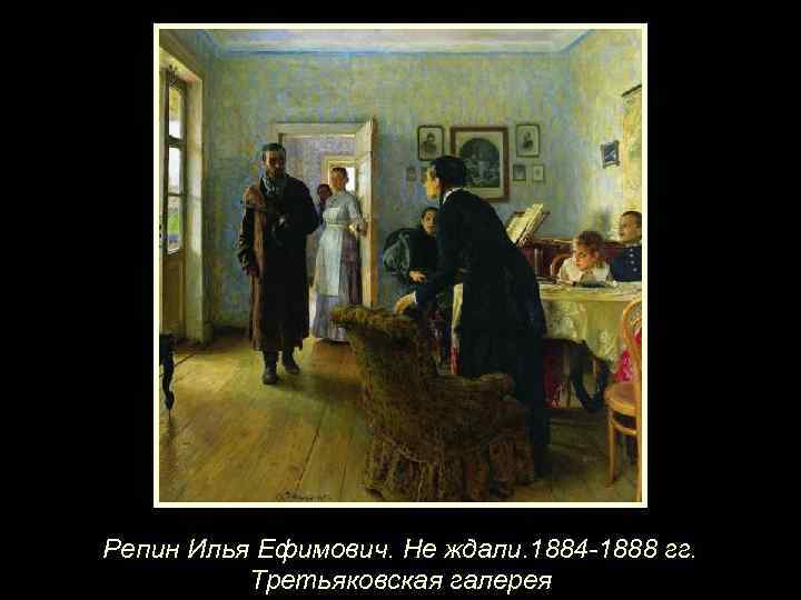 Репин Илья Ефимович. Не ждали. 1884 -1888 гг. Третьяковская галерея 