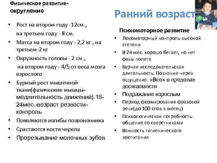 Физическое развитиеокругление • Рост на втором году -12 см. , на третьем году -