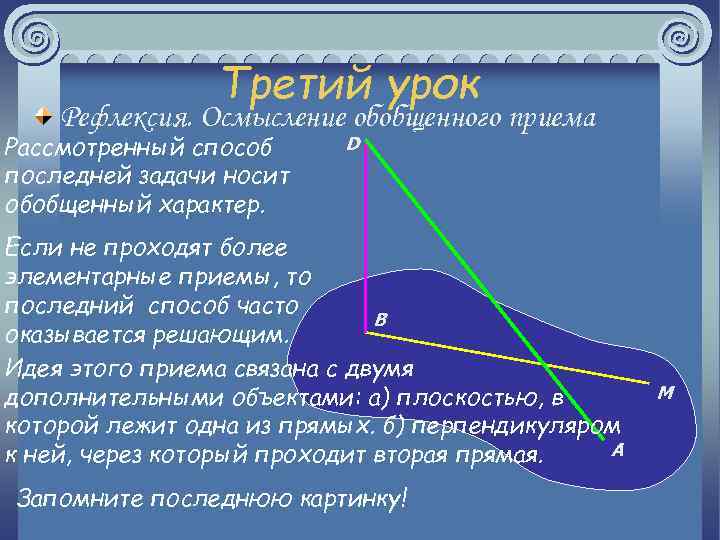 Третий урок Рефлексия. Осмысление обобщенного приема Рассмотренный способ последней задачи носит обобщенный характер. D