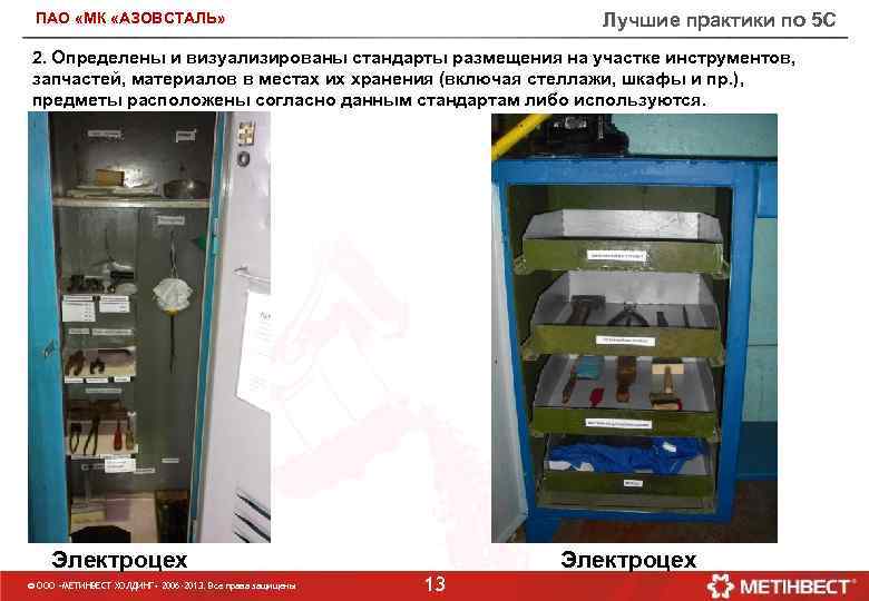 Лучшие практики по 5 С ПАО «МК «АЗОВСТАЛЬ» 2. Определены и визуализированы стандарты размещения