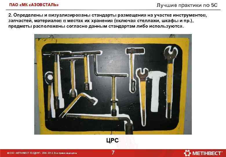 Лучшие практики по 5 С ПАО «МК «АЗОВСТАЛЬ» 2. Определены и визуализированы стандарты размещения