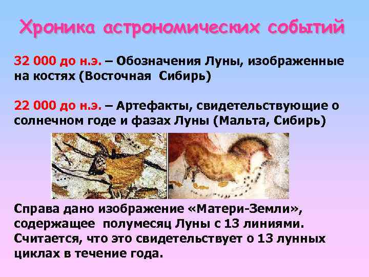 Хроника астрономических событий 32 000 до н. э. – Обозначения Луны, изображенные на костях