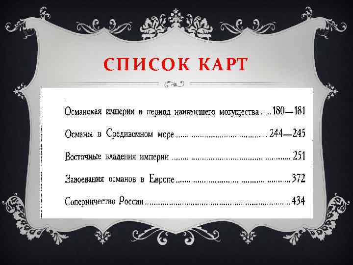 СПИСОК КАРТ 