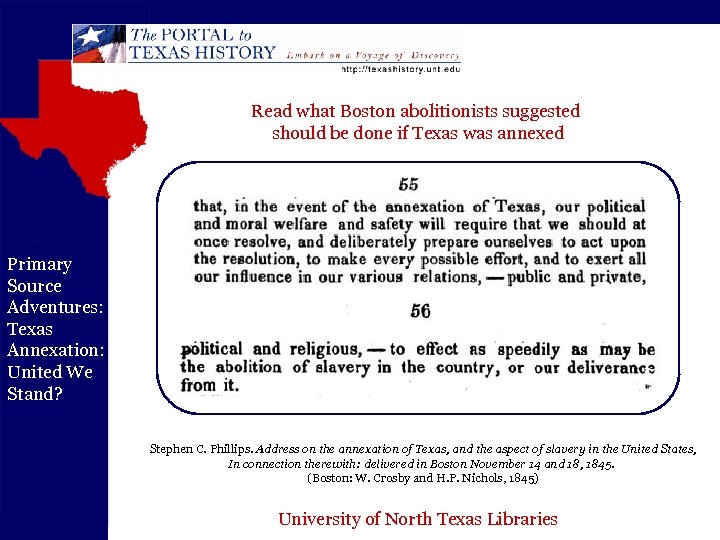 Read what Boston abolitionists suggested should be done if Texas was annexed Primary Source
