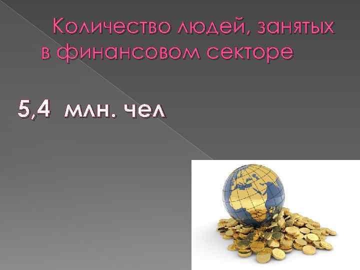  Количество людей, занятых в финансовом секторе 5, 4 млн. чел 