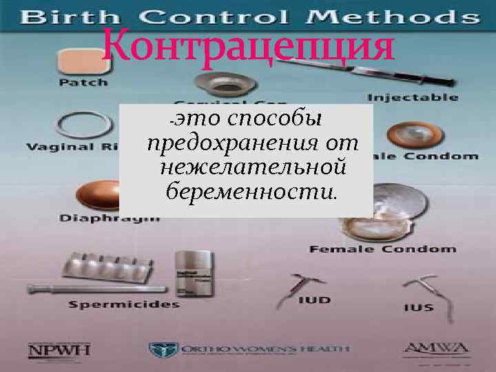 Контрацепция это способы предохранения от нежелательной беременности. - 