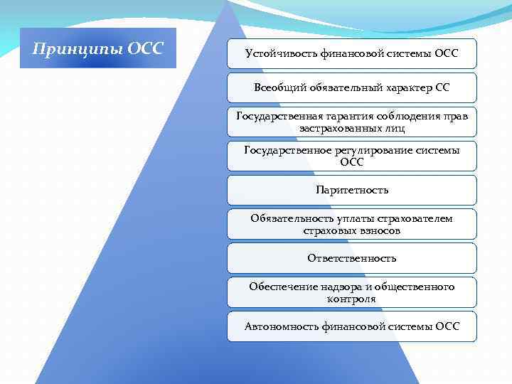 Принципы ОСС Устойчивость финансовой системы ОСС Всеобщий обязательный характер СС Государственная гарантия соблюдения прав