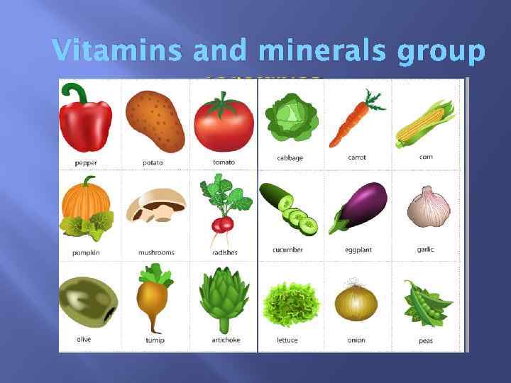Vitamins and minerals group 