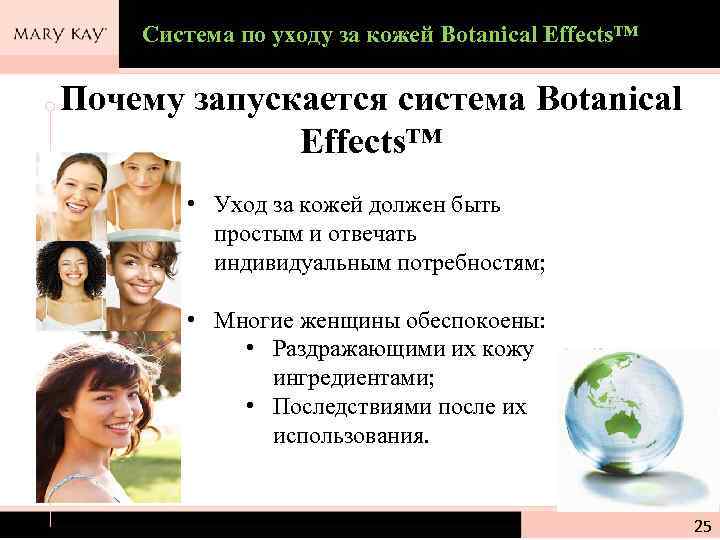 Система по уходу за кожей Botanical Effects™ Почему запускается система Botanical Effects™ • Уход