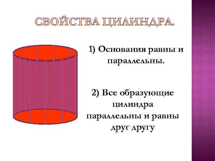 Основания цилиндра параллельны. У цилиндра образующие параллельны и равны. Образующие цилиндра параллельны.... Образующие цилиндра параллельны и равны друг другу. Основания цилиндра параллельны и.