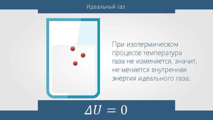 Идеальный газ При изотермическом процессе температура газа не изменяется, значит, не меняется внутренняя энергия