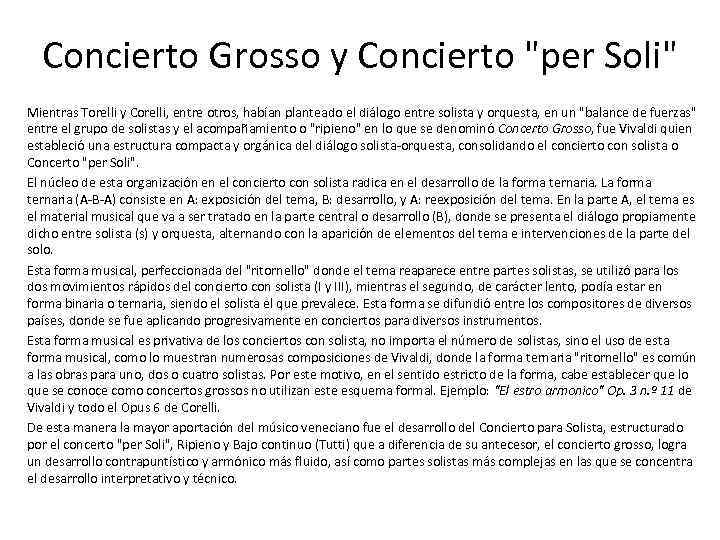 Concierto Grosso y Concierto 