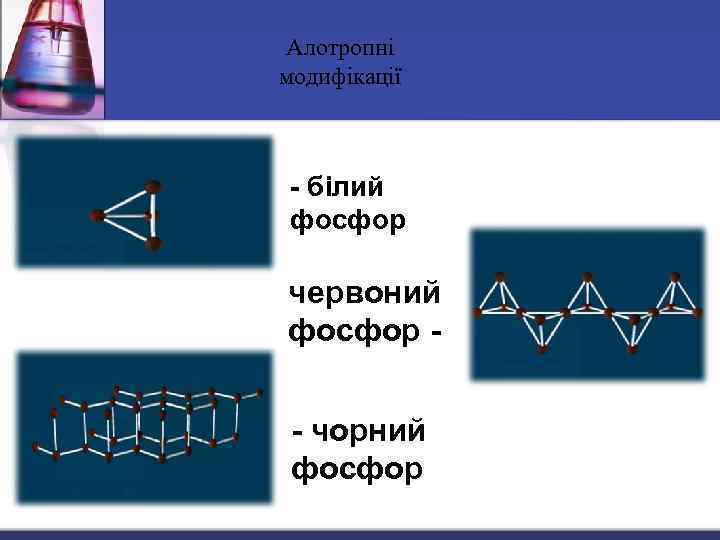 Алотропні модифікації - білий фосфор червоний фосфор - чорний фосфор 