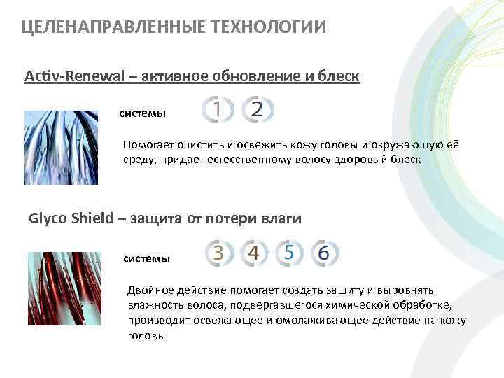 ЦЕЛЕНАПРАВЛЕННЫЕ ТЕХНОЛОГИИ Activ-Renewal – активное обновление и блеск системы Помогает очистить и освежить кожу