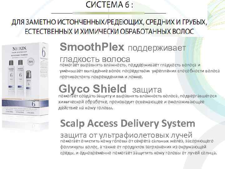 Smooth. Plex поддерживает гладкость волоса помогает выравнять влажность, поддерживает гладкость волоса и уменьшает выпадение