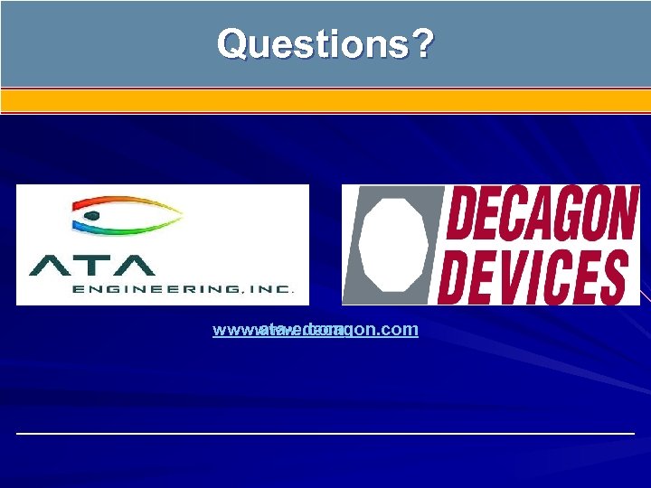 Questions? www. ata-e. com www. decagon. com 