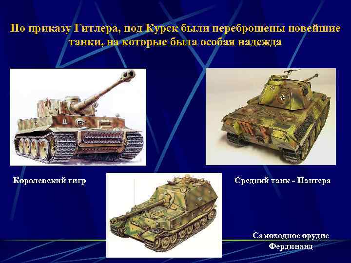 По приказу Гитлера, под Курск были переброшены новейшие танки, на которые была особая надежда