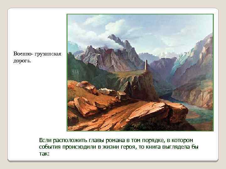 Военно- грузинская дорога. Если расположить главы романа в том порядке, в котором события происходили