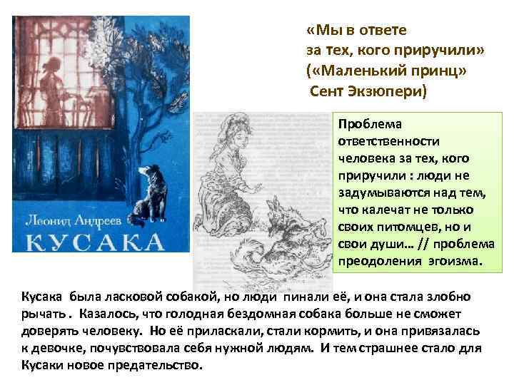  «Мы в ответе за тех, кого приручили» ( «Маленький принц» Сент Экзюпери) Проблема