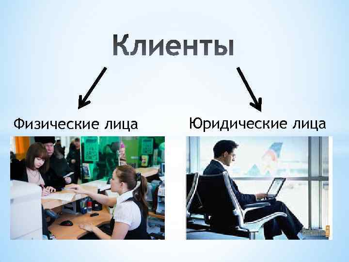Физические лица Юридические лица 