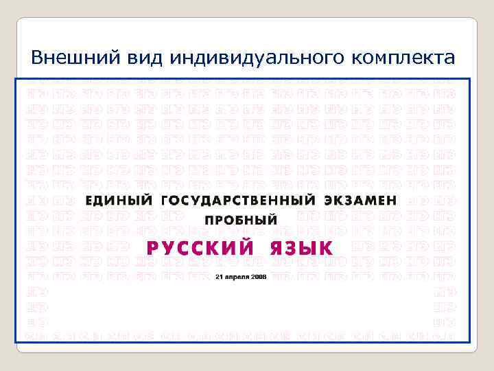 Внешний вид индивидуального комплекта 