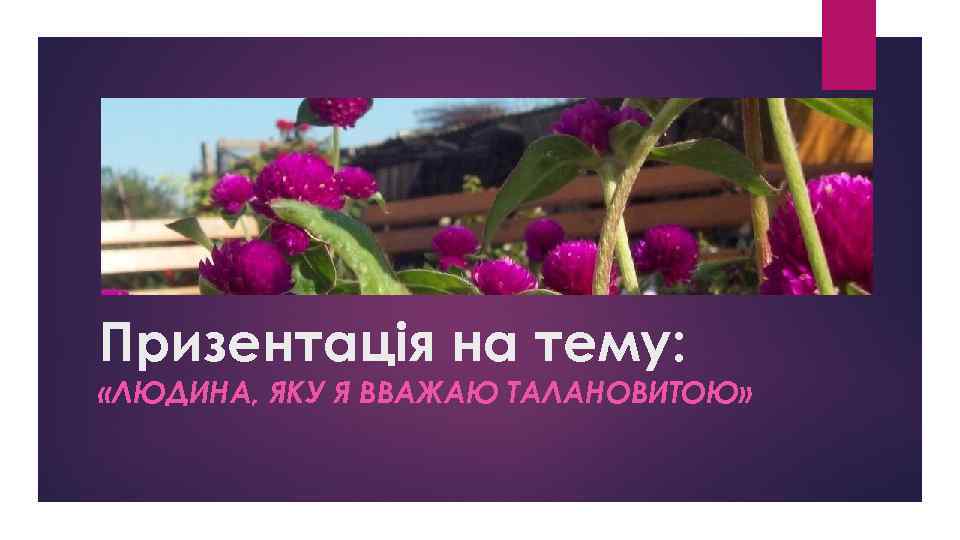 Призентація на тему: «ЛЮДИНА, ЯКУ Я ВВАЖАЮ ТАЛАНОВИТОЮ» 