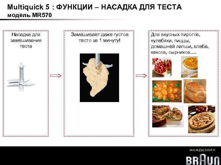 Multiquick 5 : ФУНКЦИИ – НАСАДКА ДЛЯ ТЕСТА модель MR 570 Насадка для замешивания