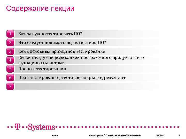 Содержание лекции 1 Зачем нужно тестировать ПО? 2 Что следует понимать под качеством ПО?