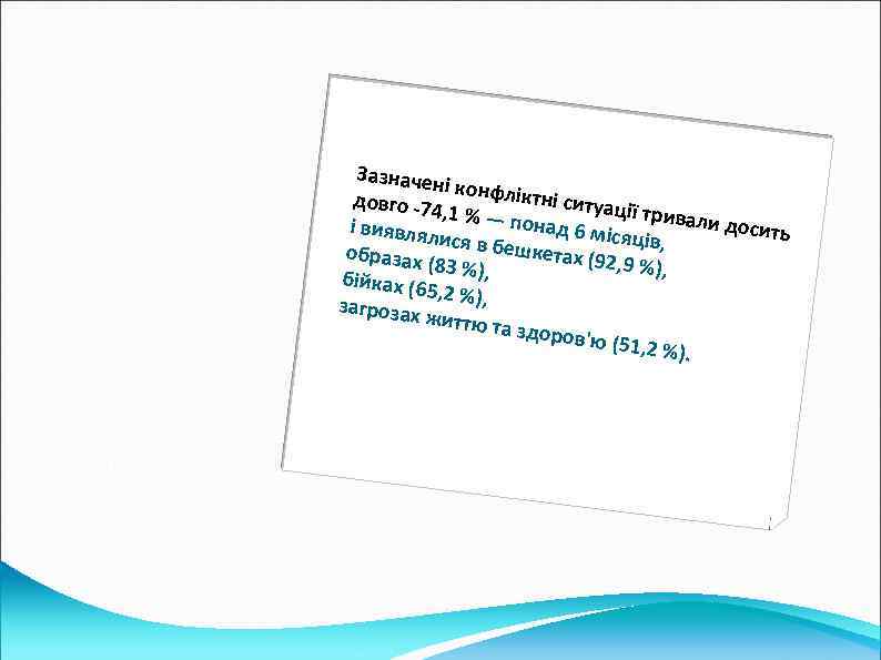 Зазначен і конфлік тні ситуа довго 74 ції трива , 1 % — п