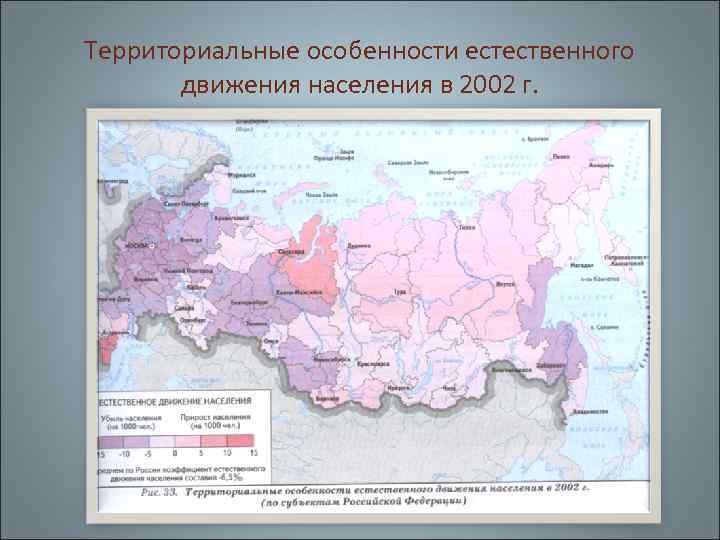 Территориальные особенности естественного движения населения в 2002 г. 