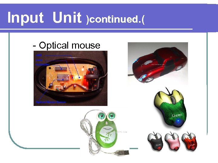 Input Unit )continued. ( - Optical mouse 