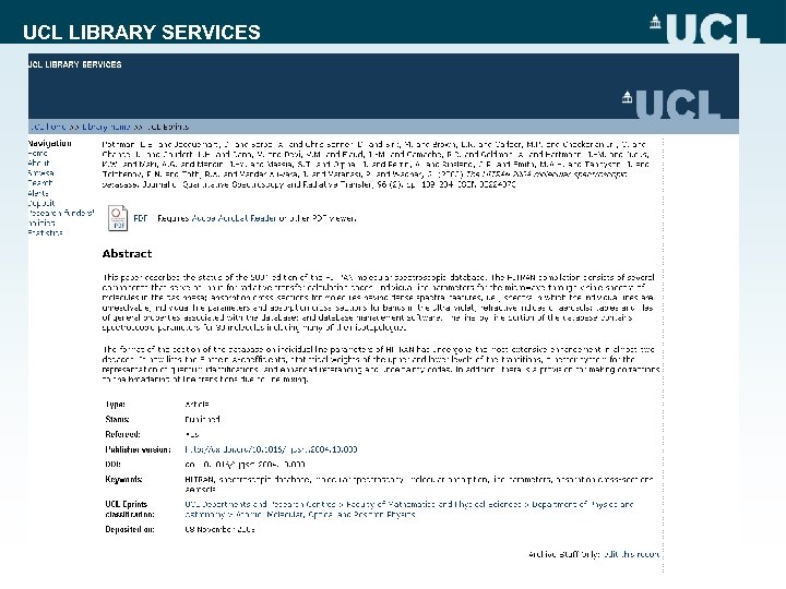 UCL LIBRARY SERVICES 