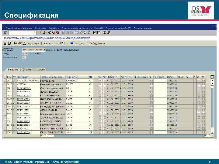Спецификация © IDS Scheer Россия и страны СНГ www. ids-scheer. com 11 