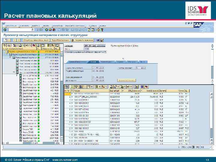 Расчет плановых калькуляций © IDS Scheer Россия и страны СНГ www. ids-scheer. com 13