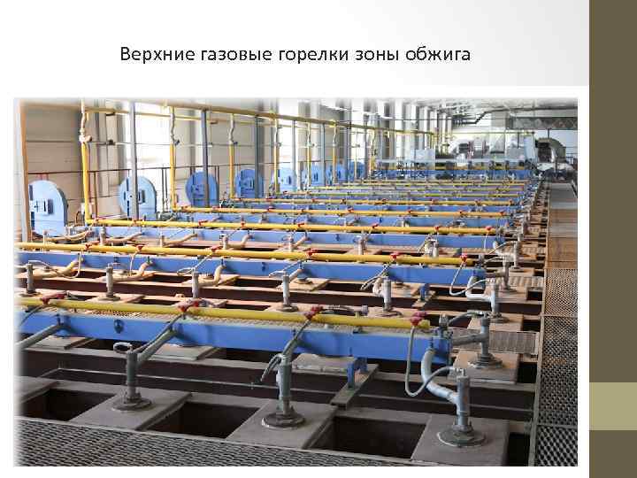 Верхние газовые горелки зоны обжига 