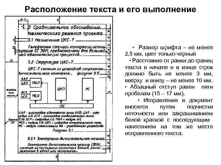 Расположение текста на листе