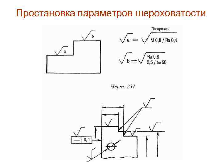 Простановка параметров шероховатости 