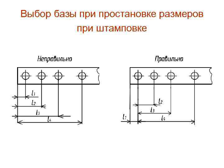 Выбор базы при простановке размеров при штамповке 