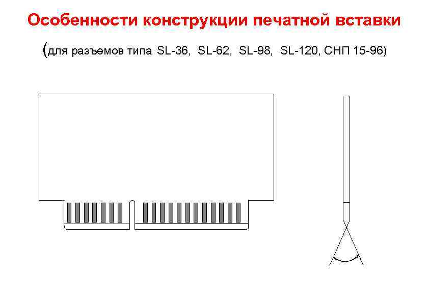 Особенности конструкции печатной вставки (для разъемов типа SL 36, SL 62, SL 98, SL